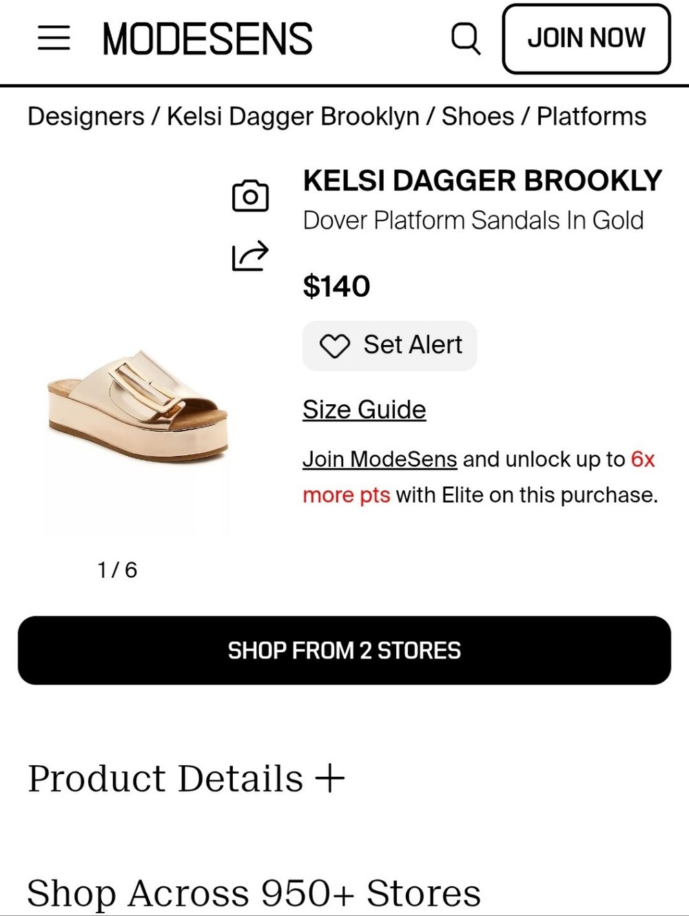 Kelsi Dagger Metallic Gold Slide Sandals with Buckle - Picture 8 of 8
